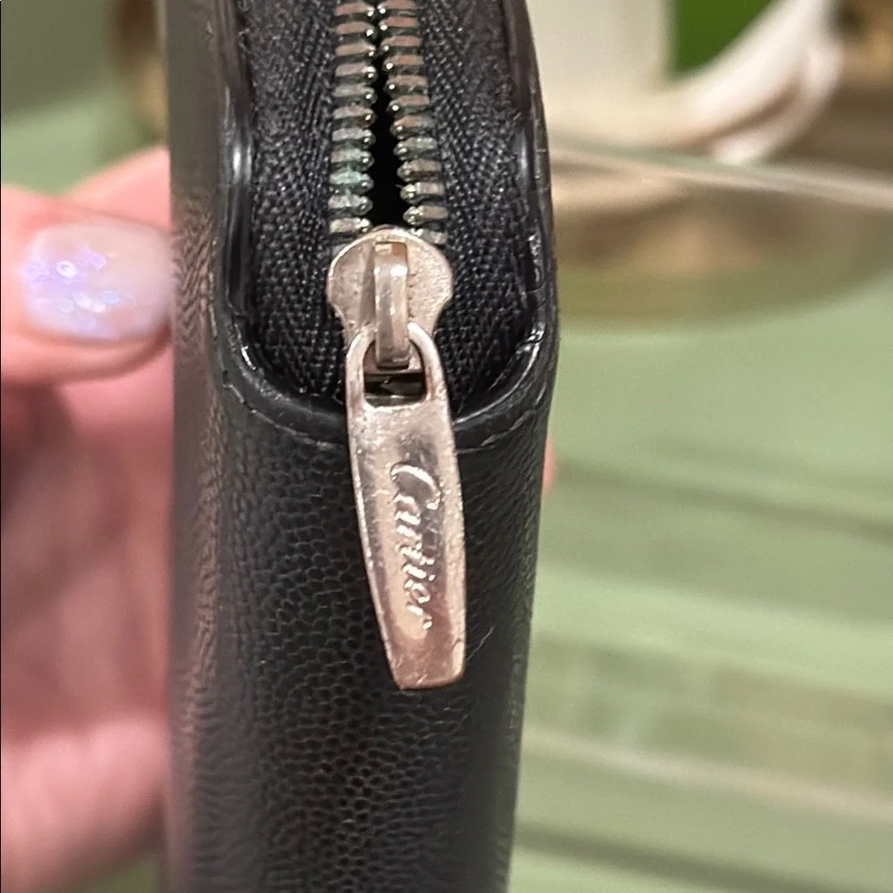 Cartier Black Leather Zip Around Wallet
